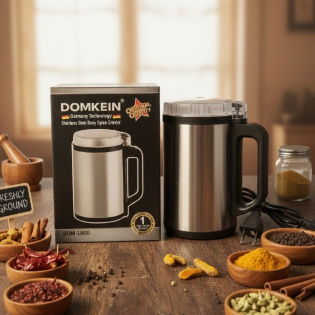 img_69777f3e33666_0 (1) Domkein Stainless Steel Body-Spice Grinder 1800W - Image 1
