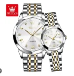 Olevs Stainless Steel fashionable Couple watches Silver - Image 2