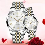 Olevs Stainless Steel fashionable Couple watches Silver - Image 3