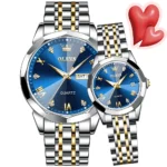 Olevs Stainless Steel fashionable Couple watches (Navy Blue) - Image 2
