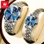 Olevs Stainless Steel fashionable Couple watches (Navy Blue) - Image 4