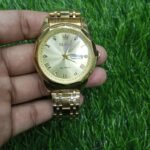 Olevs Stainless Steel fashionable Couple watches Full Golden - Image 3