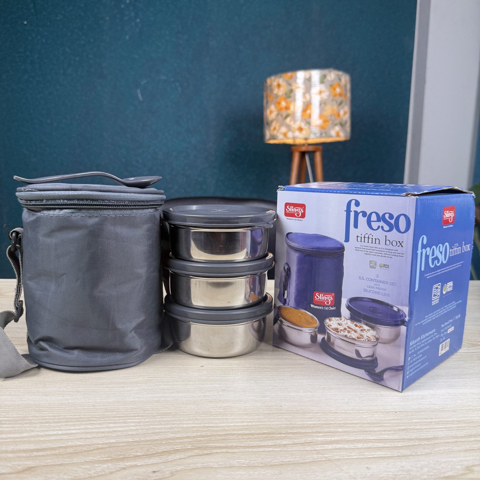 1303306366Freso 3 Bati Stainless Steel Tiffin Box đą Freso Tiffin Box â 3 Bati Stainless Steel (Premium Quality) ⨠- Image 1