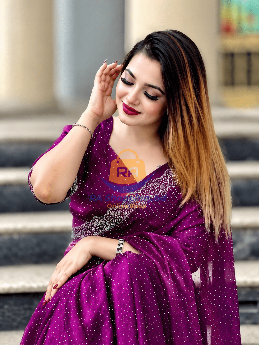 file_00000000aee082469d948900eaa83ff8 Premium Stone Work Georgette Saree - Image 1
