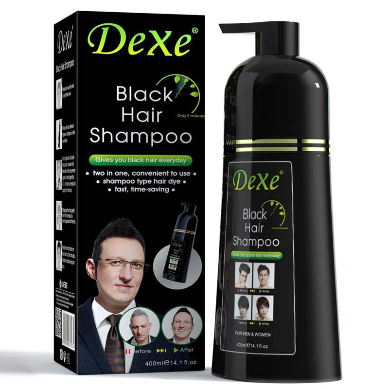 img_68602ebb604a4 Dexe Black Hair Color Pump Dye Shampoo 200ml đŦđ§ - Image 1
